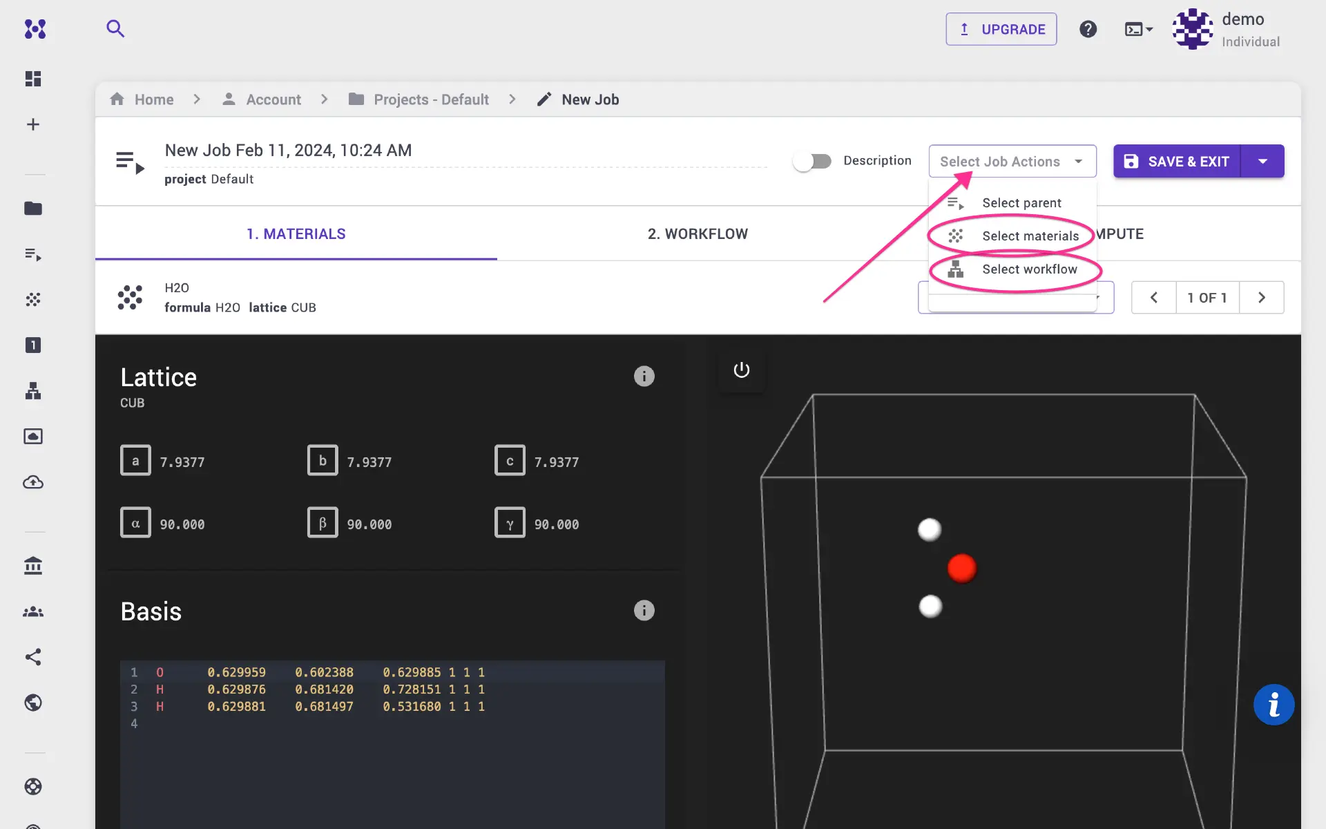 DeePMD create job